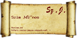 Szim János névjegykártya